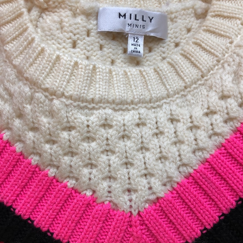 Milly Minis Merino Wool Chevron Knit Sweater Size 12 Hard to Find - Picture 8 of 9